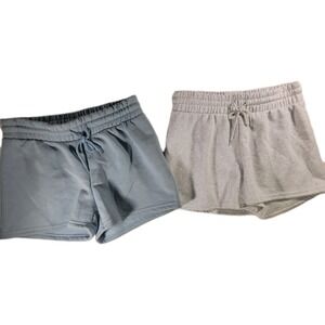 Lot of 2 Better Together Women's Sweat Shorts Size L Gray Blue Fleece Lounge NWT